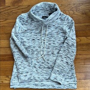 Preswick & Moore blue cowl neck sweater with drawstring. Size M in EUC